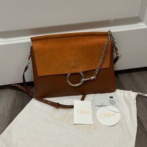 Chloe Medium Faye Shoulder Bag Leather and Suede (Brown)